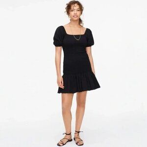 J. Crew NWT Smocked puff-sleeve Black Knit Dress Size‎ Medium